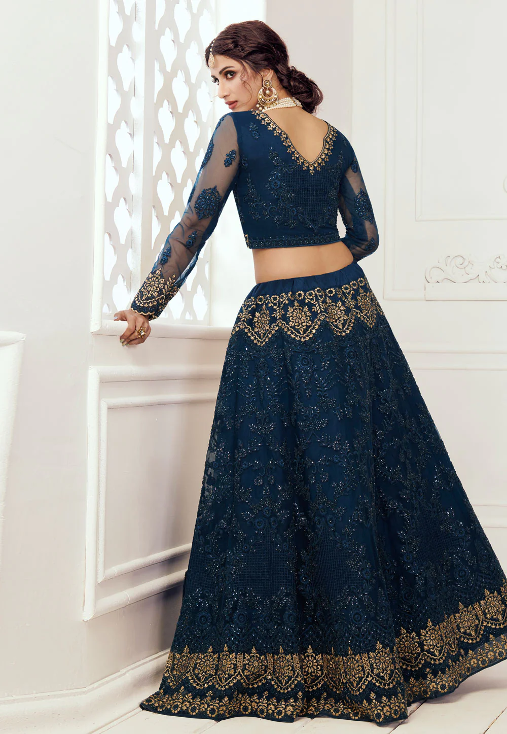 Blue Multi Embroidered Lehenga Choli - Image 3