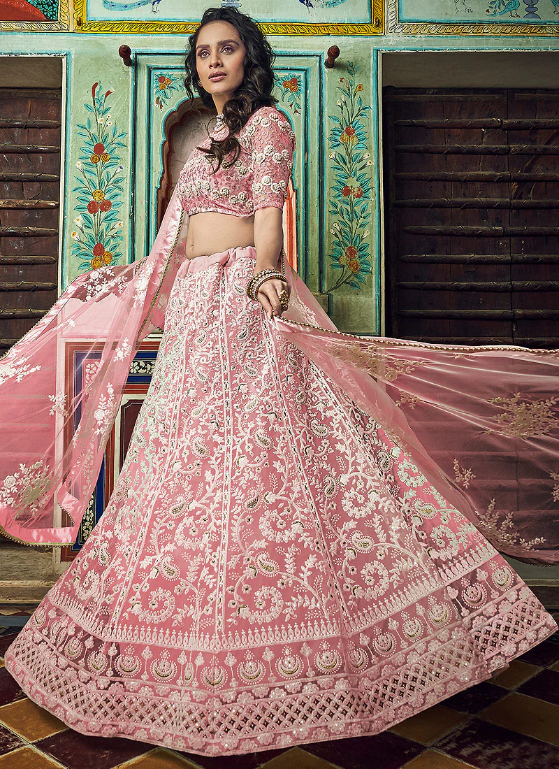Peach Designer Wedding Lehenga Choli - Image 3