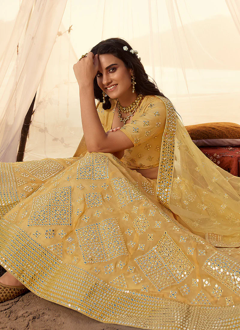 Yellow Embroidered Lehenga Choli - Image 3